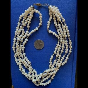 Vintage 5 strand faux baroque pearl necklace 18”